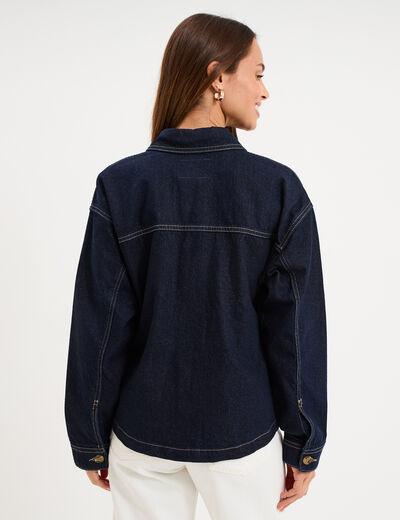 Veste surchemise en jean oversize coton denim brut femme