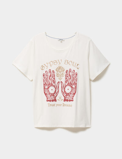T-shirt manches courtes col rond coton blanc femme grande taille