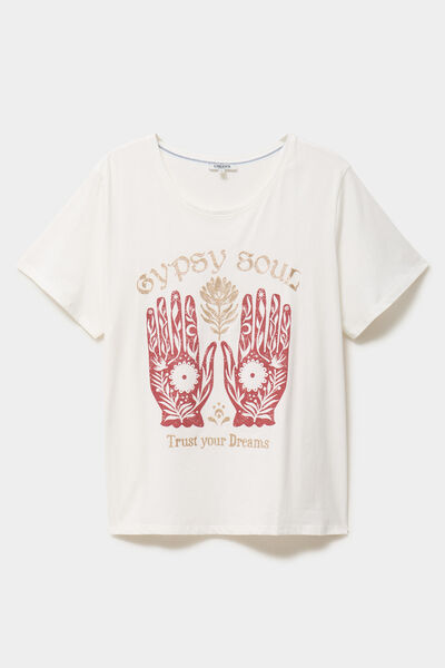 T-shirt manches courtes col rond coton blanc femme grande taille