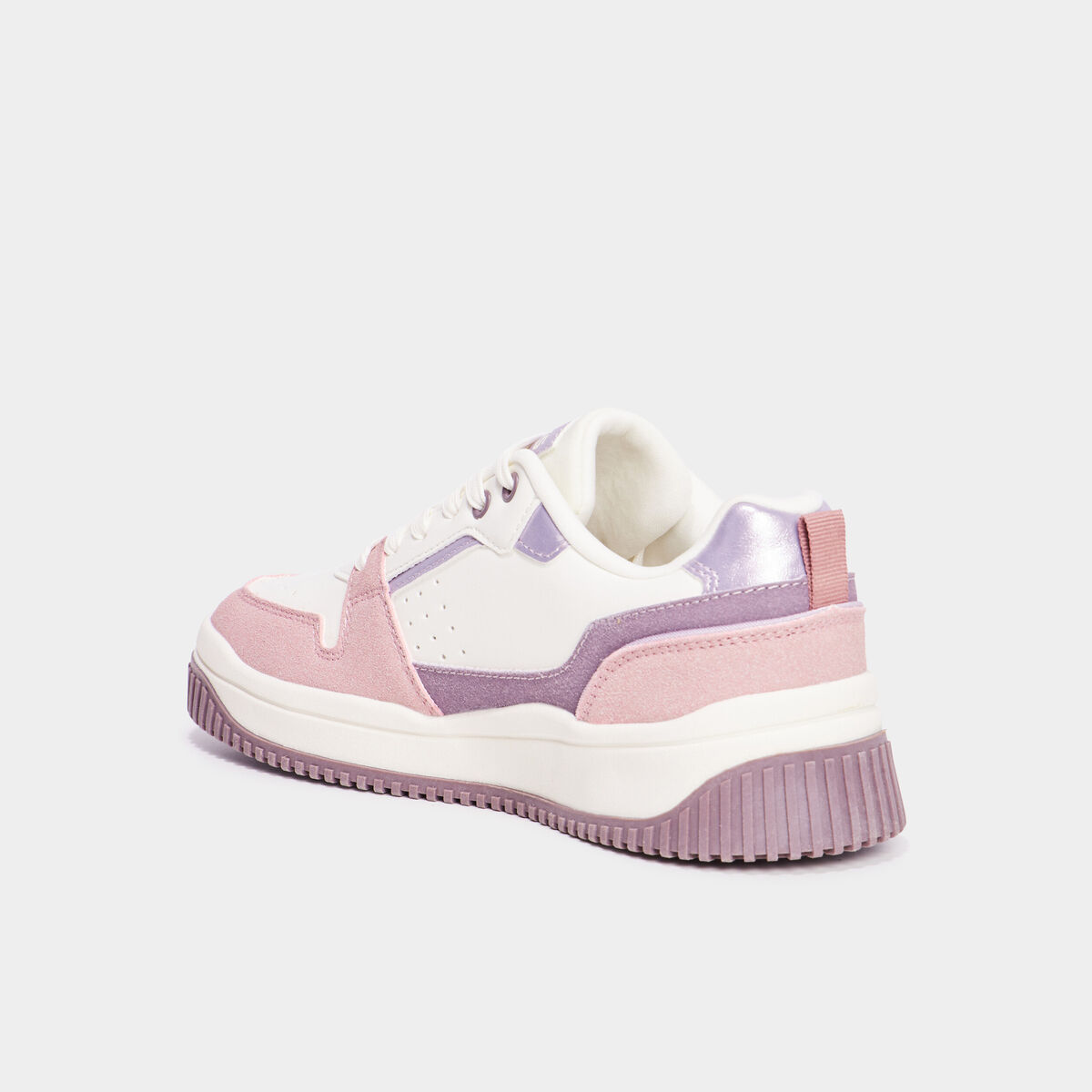 Tennis basses semelle plate &eacute;paisse violet femme