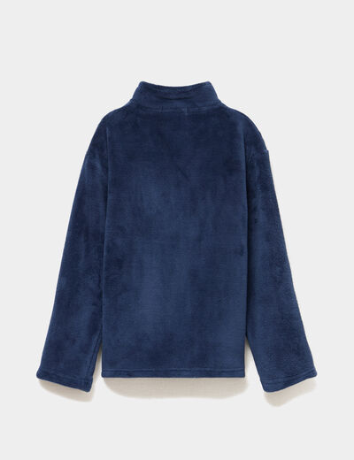 Veste de pyjama effet polaire bleu marine garçon