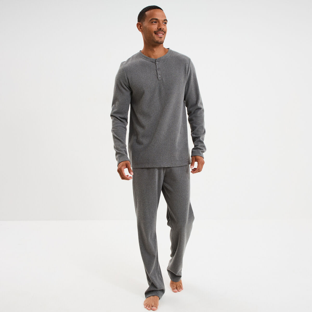 Ensemble pyjama 2 pi&egrave;ces gris clair homme
