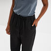 Pantalon droit battle taille élastiquée noir femme