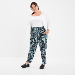 pantalon fluide taille elastiquee noir femmegt Pantalon fluide taille élastiquée noir femme grande taille