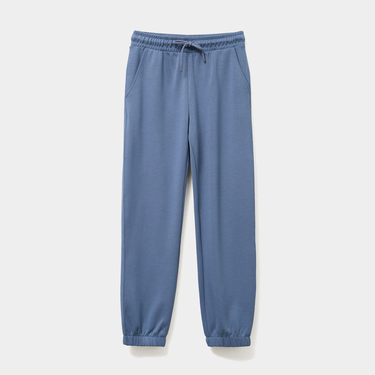 Pantalon de jogging large élastiqué bleu gris femme