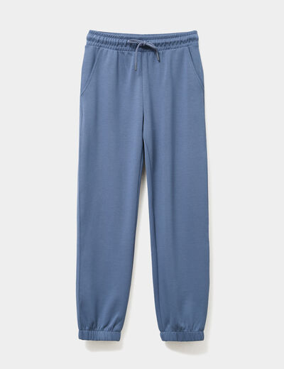 Pantalon de jogging large élastiqué bleu gris femme