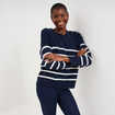Pull marini&egrave;re boutons &eacute;paule bleu marine femme
