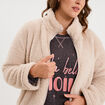 Veste de pyjama effet polaire zipp&eacute;e gris clair femme grande taille