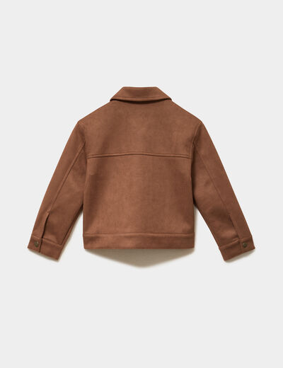 Veste effet su&eacute;dine 2 poches camel fille