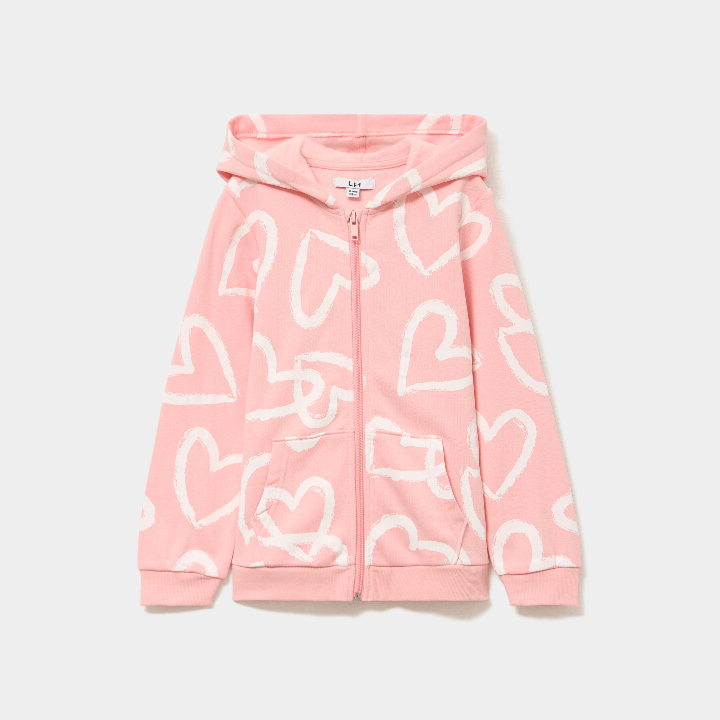 Sweat zippé à capuche orange fille LH