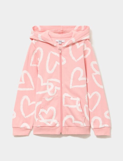 Sweat zipp&eacute; &agrave; capuche orange fille