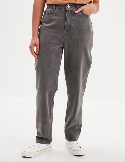Jeans mom 7/8ème taille haute Creeks denim gris femme