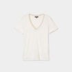 T-shirt col en V manches courtes blanc femme