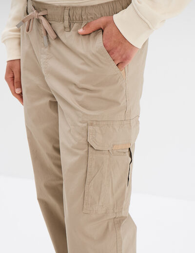 Pantalon cargo slim coton taupe homme