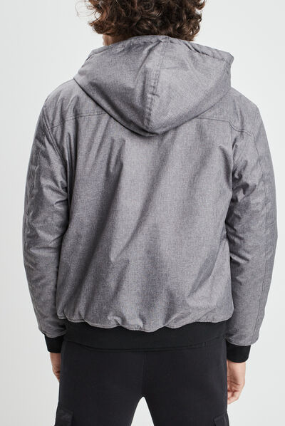 Blouson droit à capuche gris homme