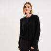 Gilet cardigan col rond boutonn&eacute; noir femme