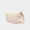 Sac banane effet velours c&ocirc;tel&eacute; ivoire femme