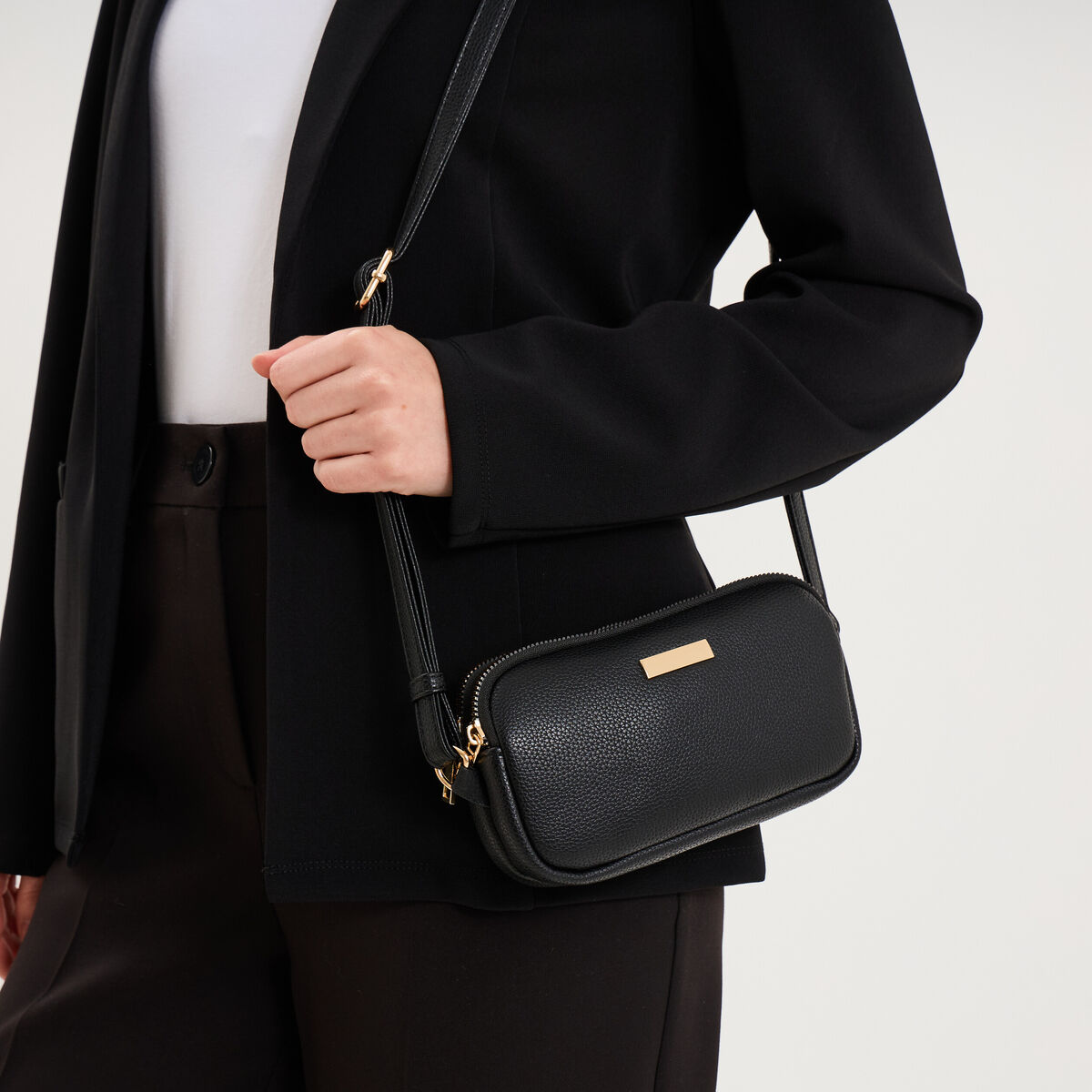 Sac bandouli&egrave;re 2 compartiments noir femme