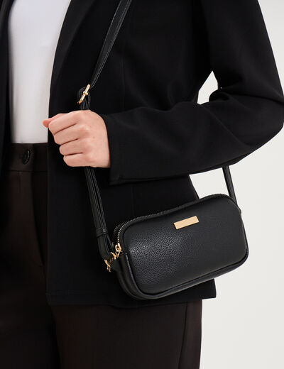 Sac bandouli&egrave;re 2 compartiments noir femme