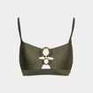 Haut de maillot brassière avec anneaux vert kaki femme