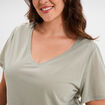 T-shirt manches courtes col V vert kaki femme grande taille