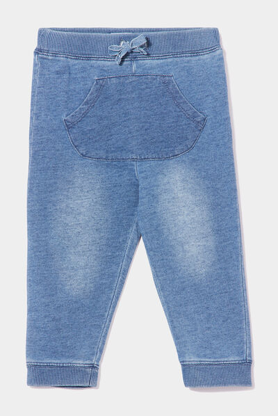 Pantalon droit taille élastiquée en jean denim stone bébé garçon