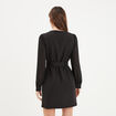 Robe droite col croisé zippé Mosquitos noir femme