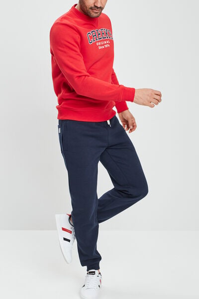 Pantalon jogging ajust&eacute; bleu marine homme