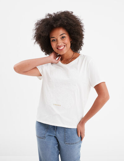 T-shirt avec broderie coton Creeks blanc femme
