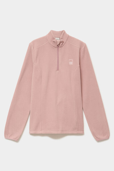 Sweat polaire col camionneur rose poudr&eacute;e femme