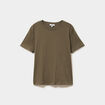 T-shirt col rond manches courtes coton vert kaki femme