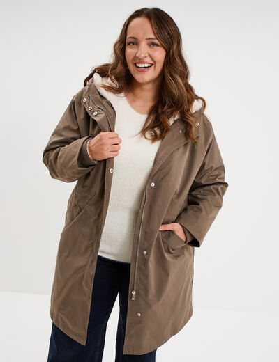 Manteau Femme D'hiver En Laine Mélangée Beige - Taille 50, Style Classique Pour Sorties Extérieures