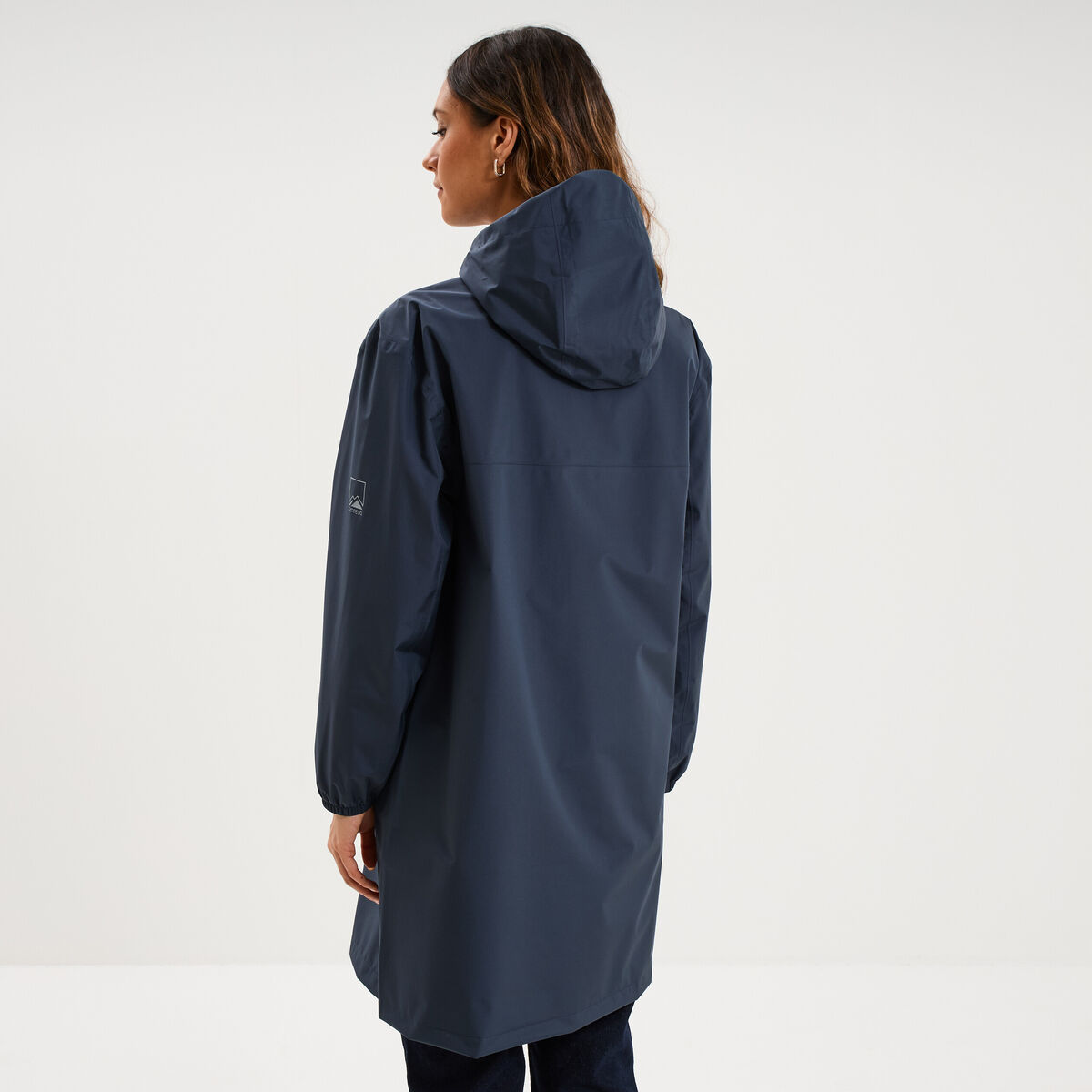 Parka longue imp&eacute;rm&eacute;able coupe-vent gris fonc&eacute; femme