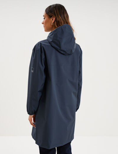 Parka longue imp&eacute;rm&eacute;able coupe-vent gris fonc&eacute; femme