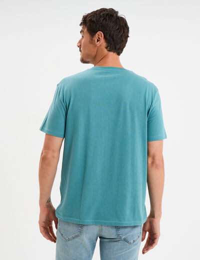 T-shirt en coton manches courtes bleu pétrole homme