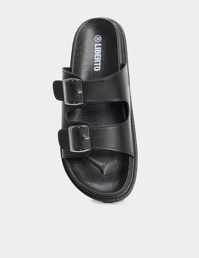 Mules avec boucles noir femme
