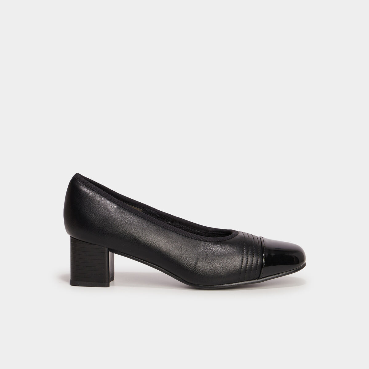 Escarpins talons carr&eacute;s noir femme