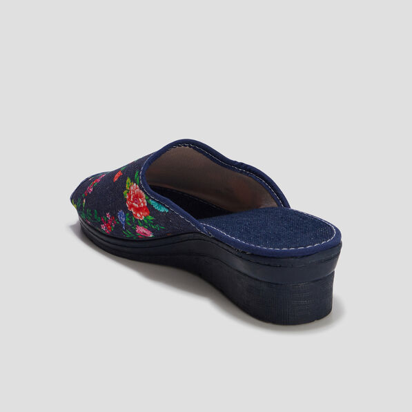Chaussons mules compensés multicolore femme