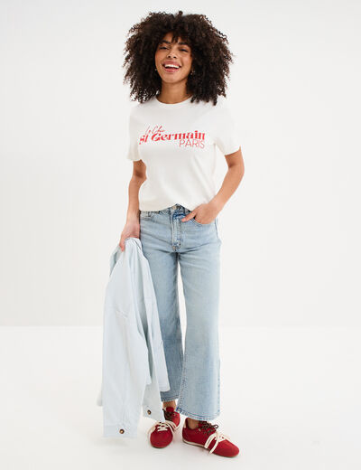 T-shirt manches courtes coton ecru femme