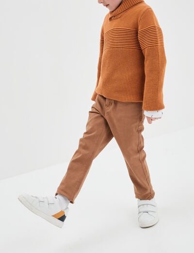 Pantalon slim stretch marron garçon