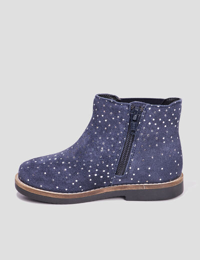 Bottines zippées en cuir bleu fille