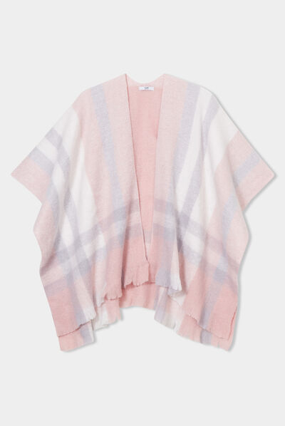 Poncho avec franges rose femme