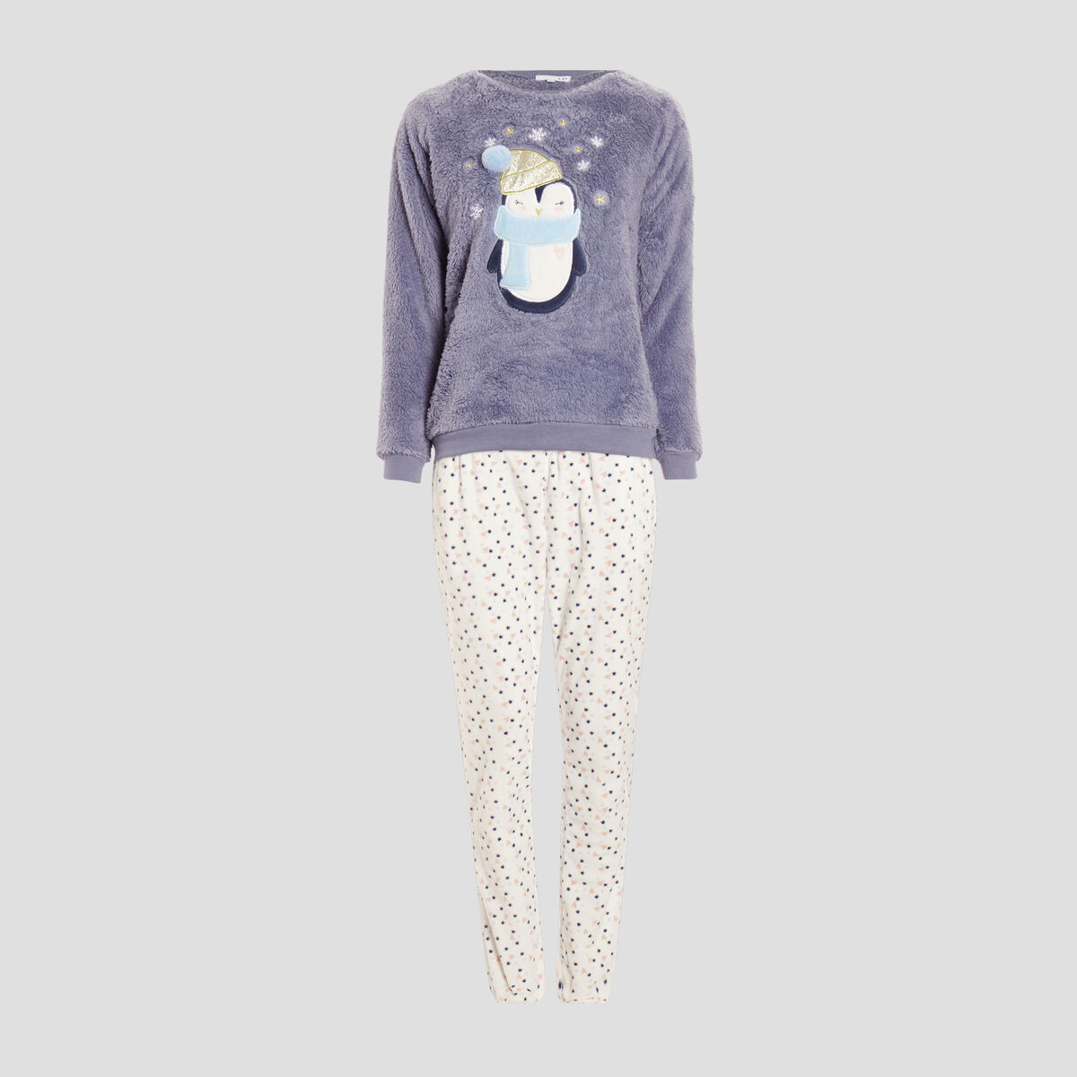 Ensemble pyjama de Noël 2 pièces bleu lavande femme