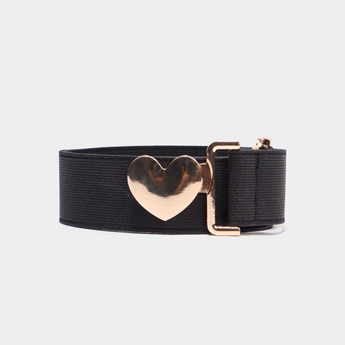 Ceinture &eacute;lastiqu&eacute;e boucle coeur noir fille
