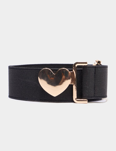 Ceinture &eacute;lastiqu&eacute;e boucle coeur noir fille