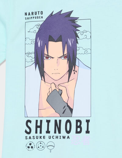 T-shirt manches courtes Naruto Sasuke vert pastel garçon