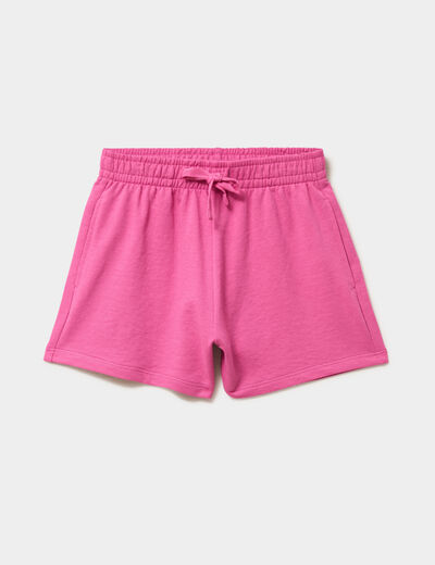 Short molletonn&eacute; taille &eacute;lastiqu&eacute;e rose fushia fille