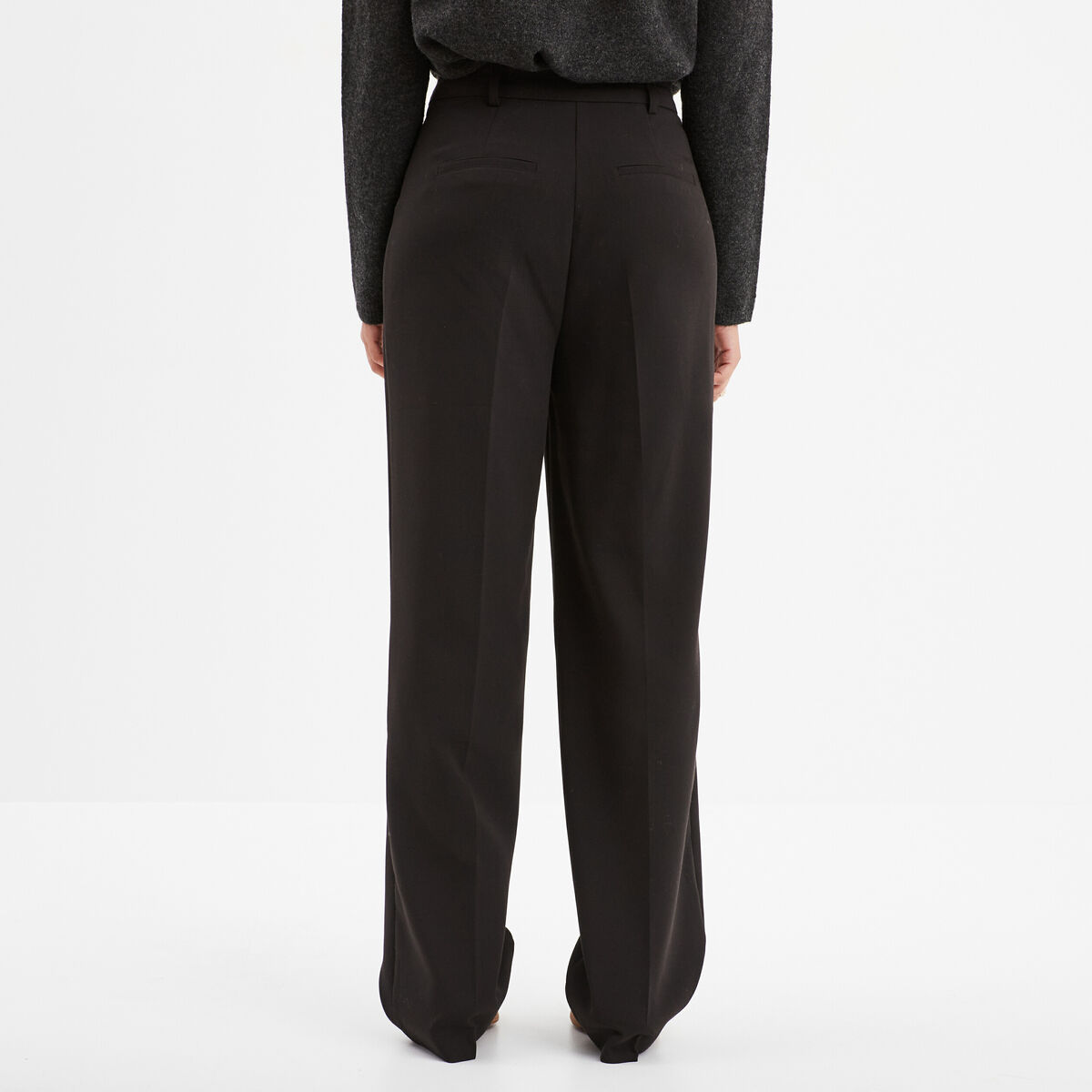 Pantalon droit taille haute noir femme
