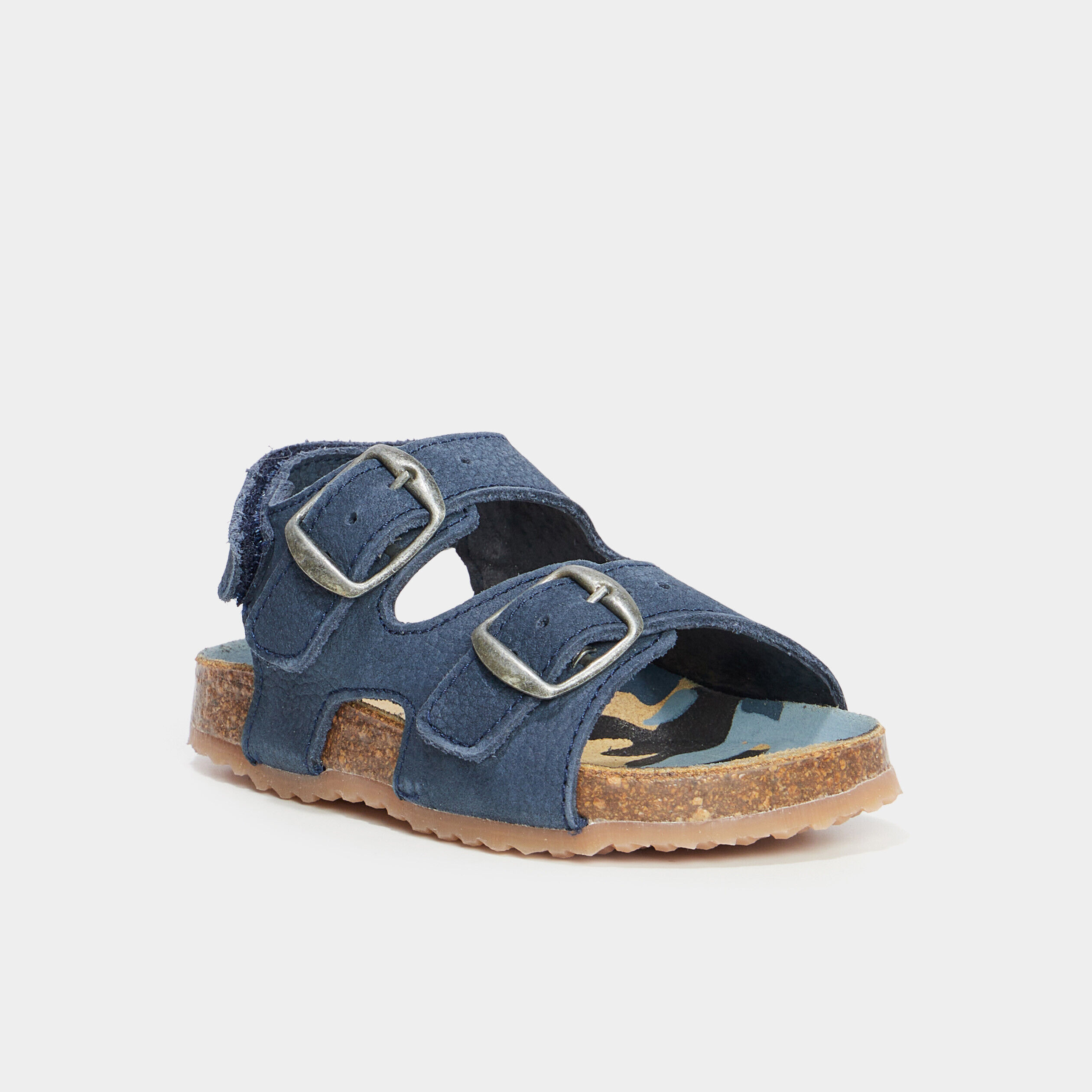 Sandales cuir boucles et scratchs Creeks bleu bébé garçon CREEKS