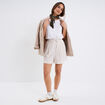 Short taille élastiquée coton blanc femme